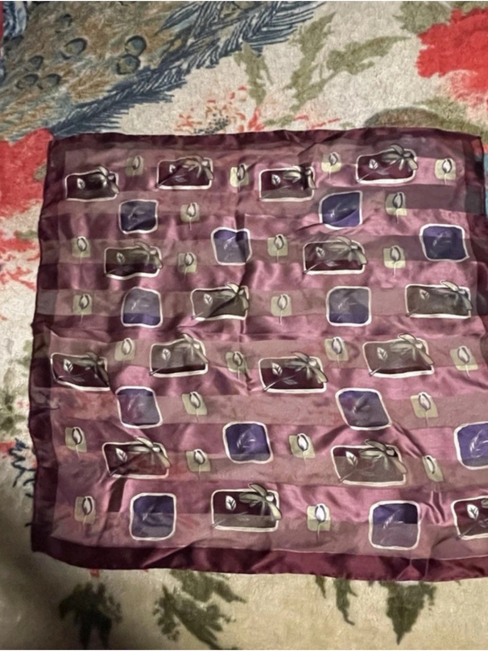 Classic Purple Silk-Feel Square Scarf